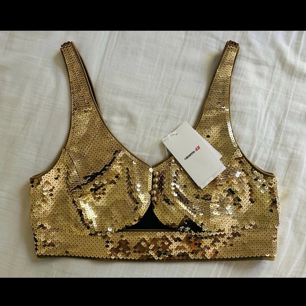 Paco Rabanne Gold Sequin Top - Picture 2 of 3